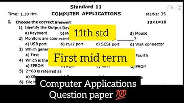 11th std // first mid term Computer Applications question paper #modelquestionpaper