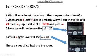 How to find the roots of an quadratic equation with calculator (CASIO100MS)