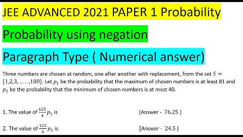 Three numbers are chosen at random, one after another with replacement, from the  #jee #jeeadvanced