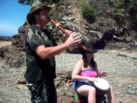 Linda and Neil on djembie and American Indian flut...