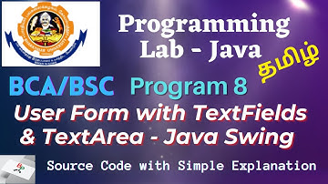 User form-Textfield and Textarea- Java Swing Program 8- Programming Java lab Bharathiar University