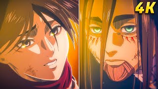 Mikasa Kills Eren - Eren Death Scene Attack On An Final Season 4K