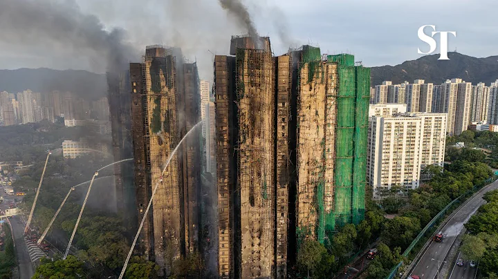 Hong Kong fire: Drone footage shows charred buildings as firefighting efforts continue