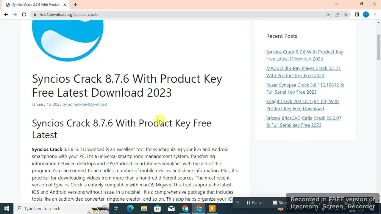Syncios is a mobile device management software developed by ANVSOFT Inc