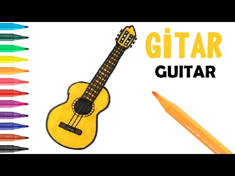 Easy Drawing Guitar I Kolay Gitar Çizimi I How To Draw Guitar