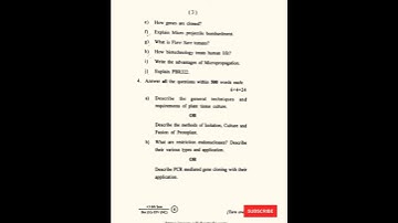 6th Semester Botany Honors Core-14 Previous year Question Papers,Under Sambalpur University 2022-23