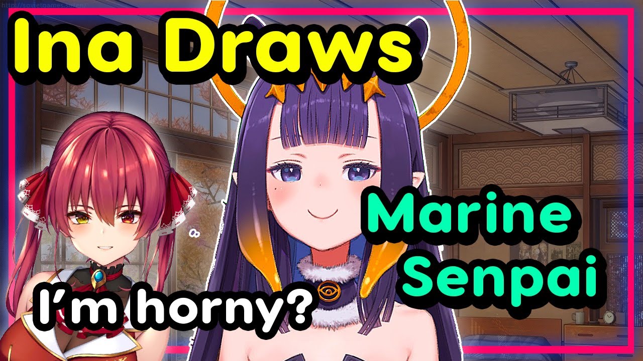 【JPN Sub】Ninomae Ina'nis - Draws Marine-Senpai
