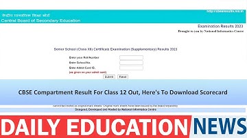 CBSE Compartment Result For Class 12 Out, Here