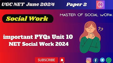 Important Topic and PYQs NET |Unit 10 UGC NET 2024 Social Work Paper 2|June 2024| By  Manjari Tiwari
