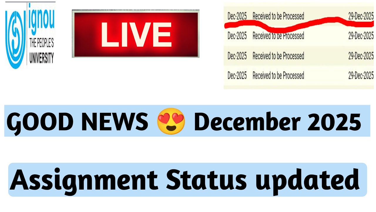 IGNOU DECEMBER 2025 ASSIGNMENT STATUS UPDATED grade card result     