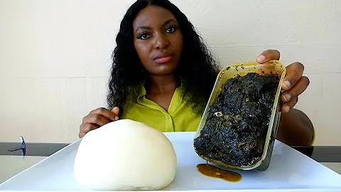 Asmr mukbang afang using spinach to prepare with fufu/Nigerian food mukbang
