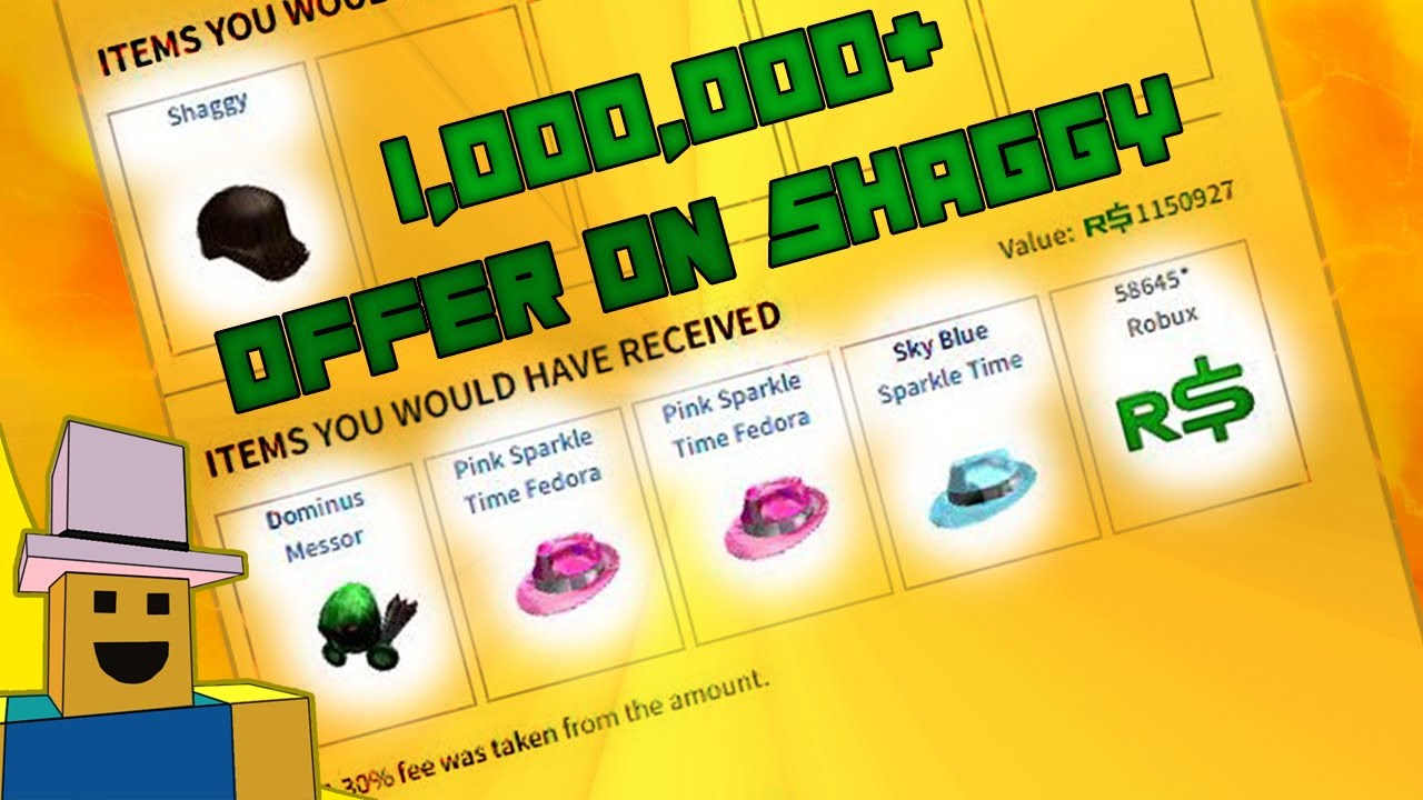 Roblox Trading To Dream Hats 1 000 000 Offer On Shaggy Lol 4 Youtube - yellow shaggy roblox