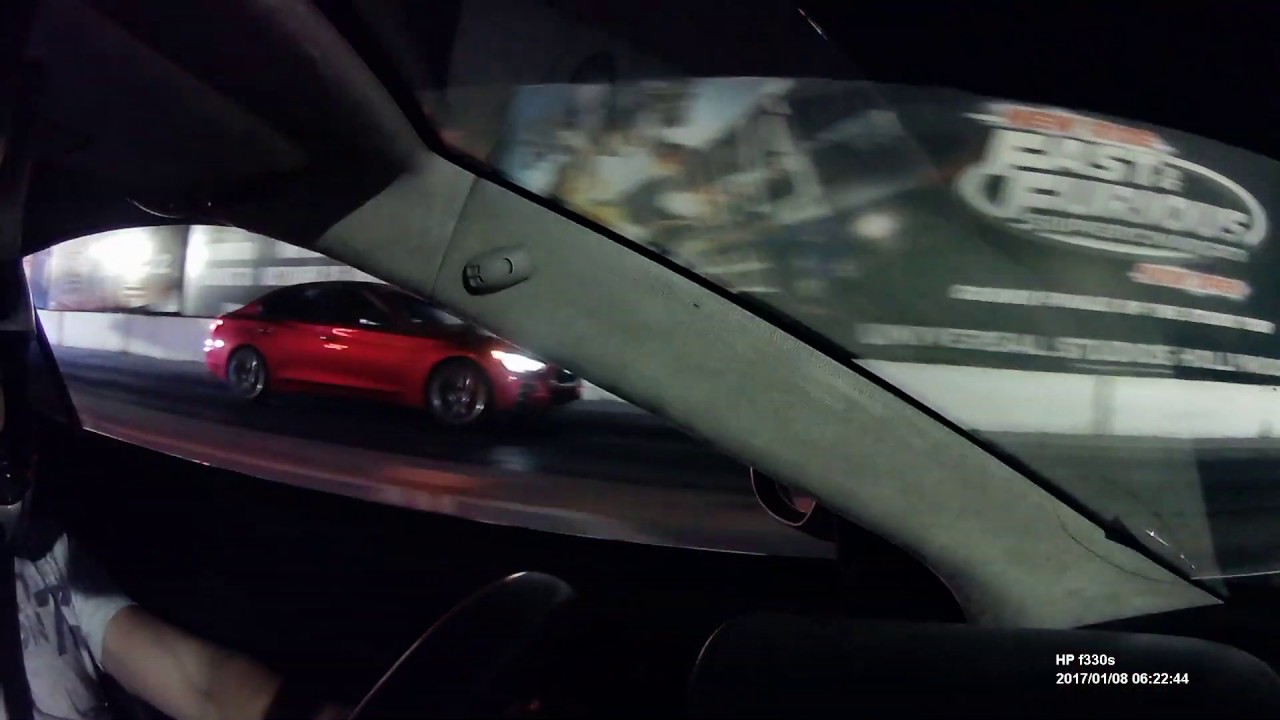 Infiniti Q50S Redsport vs Jaguar XKR at 1/8 mile drag strip Irwindale