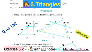 10th class math| Chapter 6|Triangles| Exercise 6.2 |Q no 1&2|with notes| CBSE| NCERT|