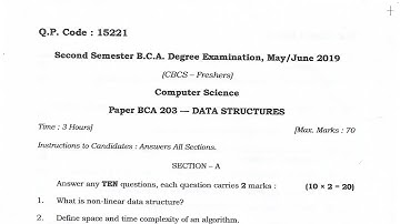 BCA | 2ND SEM | COMPLETE SUBJECT | QUESTION PAPER JUN-2019 | BANGALORE UNIVERSITY | CBCS | NEP