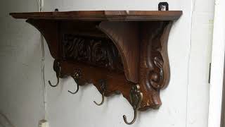 ヴィンテージ　コートフック/ウォールハンガーラック/シェルフ/オーク/イギリス　S11