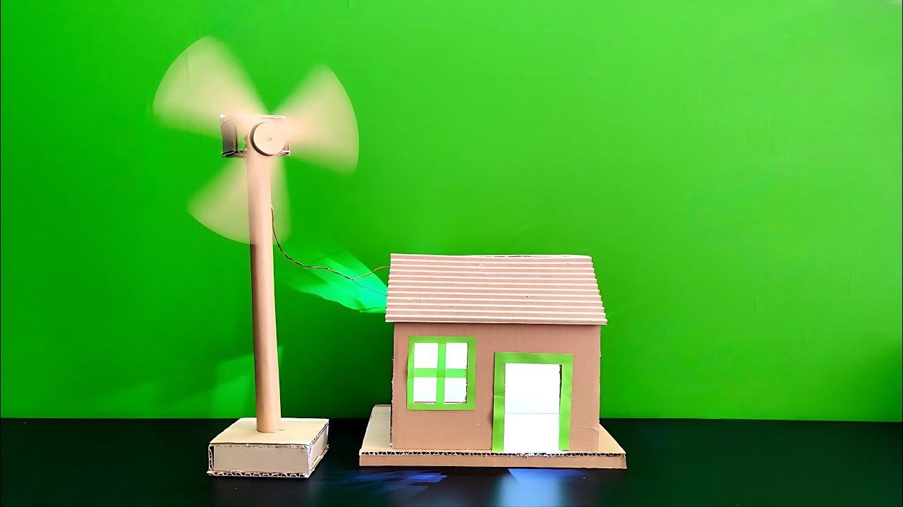 How to make working model of a wind turbine from cardboard without Battery🔋 | school project