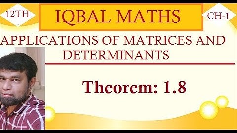 TN Class 12 Maths Theorem 1.8 Chapter-1 Applications of Matrices And Determinants New Syllabus