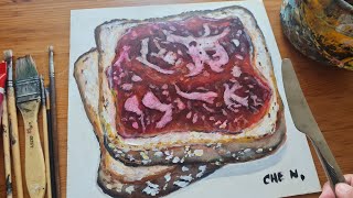 Strawberry Jam Sandwich Painting Tutorial Using Acrylics by Cheryl Navarro