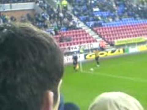 Victor Anichebe wins a penalty at wigan