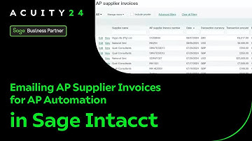 Emailing AP Supplier Invoices for AP Automation in Sage Intacct | Acuity24