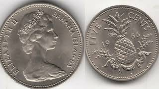 BAHAMA ISLANDS 1966 FIVE CENTS Coin VALUE   REVIEW Queen Elizabeth II