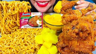 MAKAN INDOMIE MI GORENG, FRIED CHICKEN, CHEESE SAUCE ASMR MUKBANG MASSIVE Eating Sounds