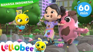 Hujan Pergilah | Lellobee City Farm | Kartun dan Lagu Anak Anak | Moonbug Kids Indonesia