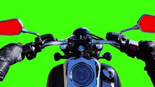 Futazhi On A Green Background. Motorcycle In The First Person On A Green Background. Chromakey.