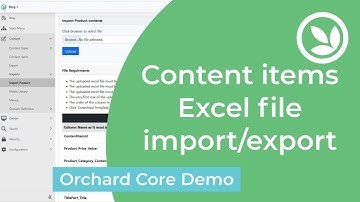 Content items Excel file import/export - Orchard Core Demo