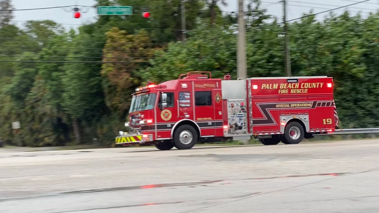 Palm Beach County Fire Rescue Squad 19, EMS 19, and Tender 14 ...