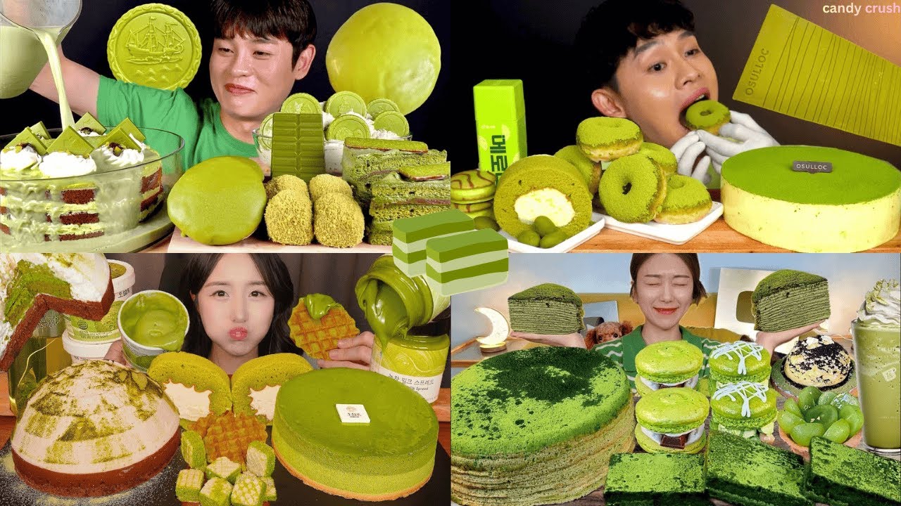 💚🍵 ASMR Matcha Mukbang at 3X Speed | Big Bites Green Tea Dessert Compilation 😍