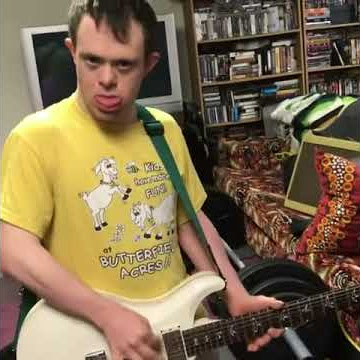 Trying Electric Guitar (Down Syndrome Autism Spectrum dual diagnosis)
