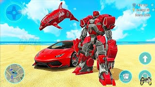 Dolphin 🐬 Robot Multiple Transform Wars: Car Drone Flying Dolphin Game - Android Gameplay screenshot 2