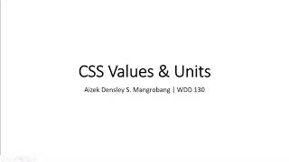 CSS Values & Units