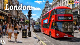 Experience London Walking Tour in 26ºC ☀️ Hot Day Walk inside London City Centre | True 4K