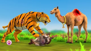 गर्भवती ऊँटनी का बच्चा और भेड़िया पर बाघ का हमला Pregnant Camel Baby Wolf and Tiger Attack Story