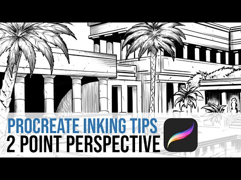 Digital Inking Techniques Using a 2 Point Perspective in Procreate