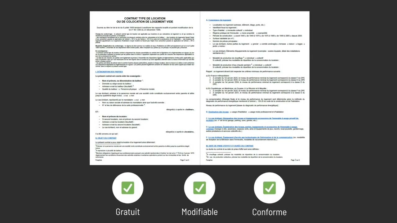 Modèle de bail de location Word gratuit. Conforme et prêt à signer
