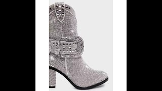 Belt buckle thick heel fashion boots