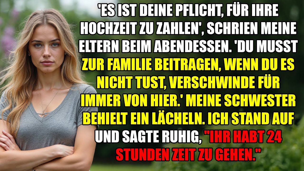 Meine Eltern schrien: „Bezahl die Hochzeit deiner Schwester, deine Pflicht, oder verschwinde...