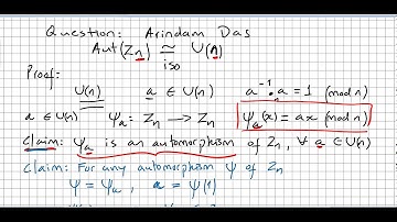 Group Theory 58 , Question, Aut(Z_n) is isomorphic to U(n)