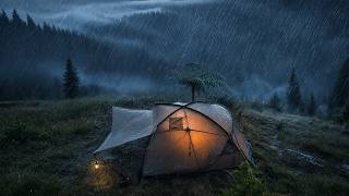 STORMY CAMPING ⛈️ Heavy Rain Camping in the Mountain for Relaxing (4K)