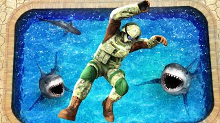 GTA 5 Army Soldier • Jumping into a Pool Full of Sharks!