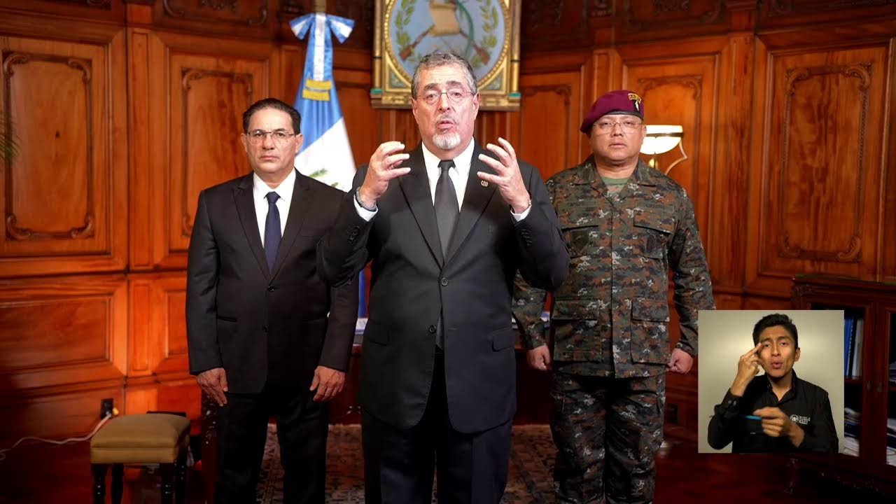 Cadena nacional del Presidente Bernardo Arévalo con las medidas para garantizar la seguridad.