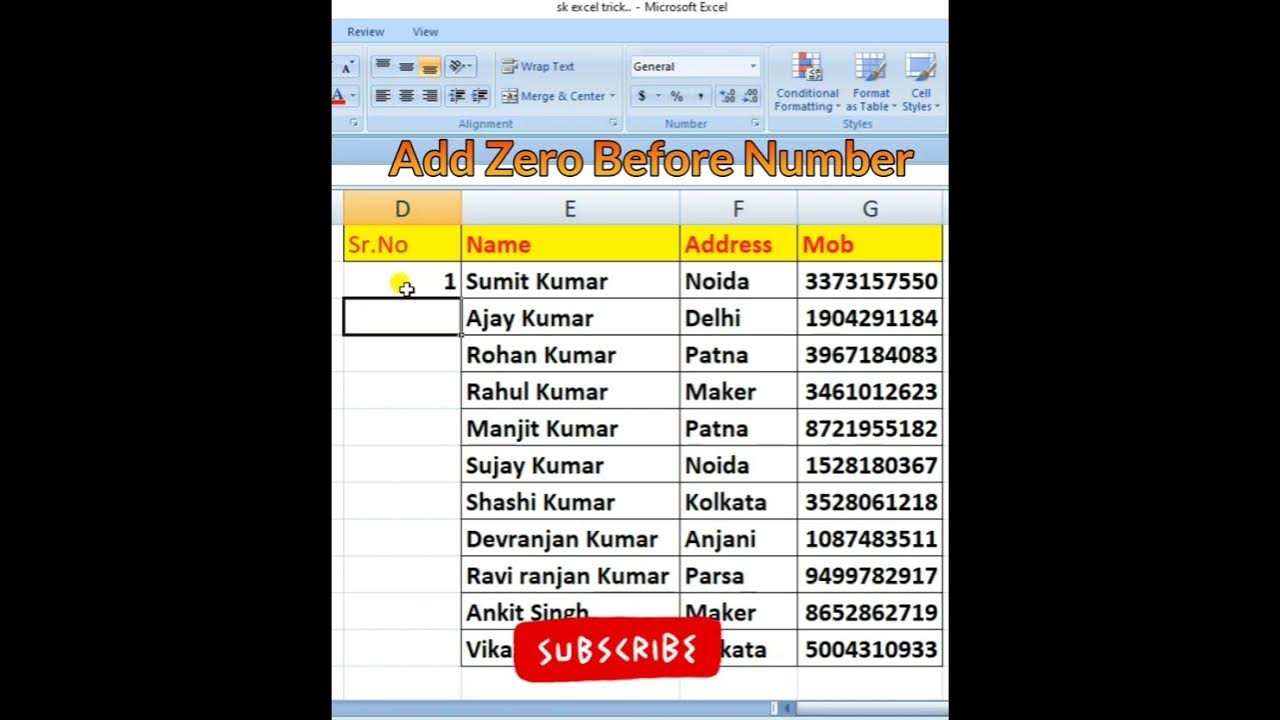 shortsvideo How To Add Zero Before Number Add Zero In Serial Number shortsvideo-how-to-add-zero-before-number-add-zero-in-serial-number