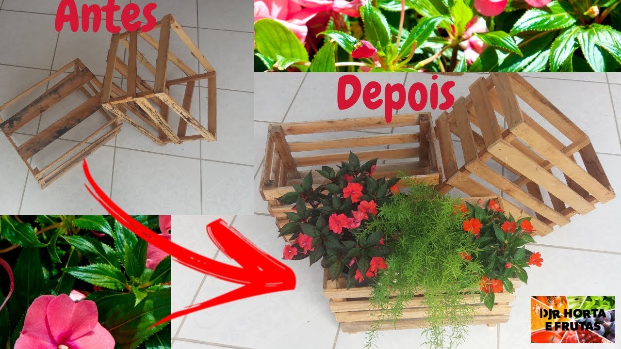 Cachepô de MADEIRA / ou floreira de madeira com caixote de feira, Passo a  passo/garden crate - thptnganamst.edu.vn