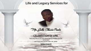 Celebration of Life for Mr. John Chavis Poole