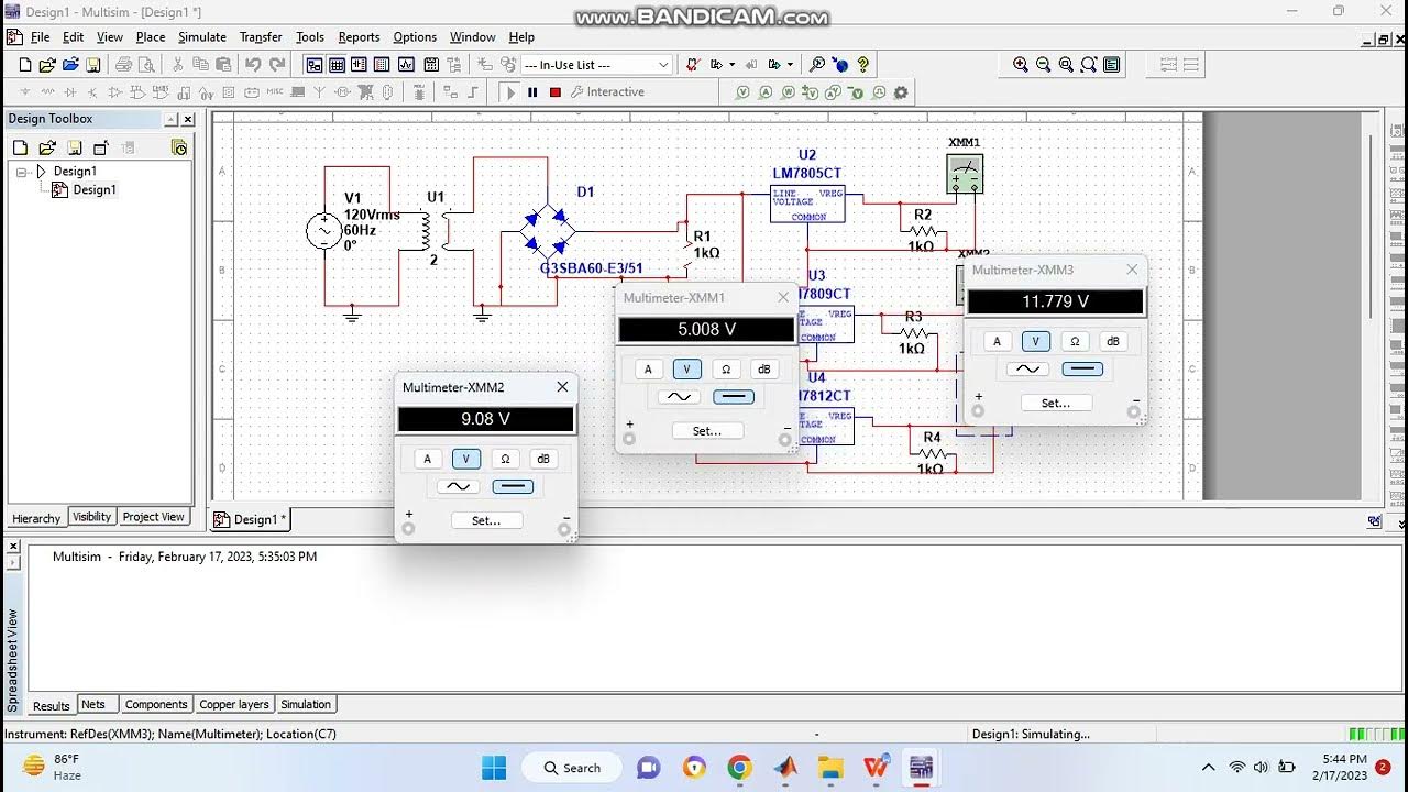 Variable Power Supply By Using Multisim 5,9 and 12 Volts YouTube
