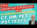 Important MCQs on Algebraic Expressions | ETEA CT PST DM PET SST Test 2025 |✍️📚 | #etea2025 #ct #pst